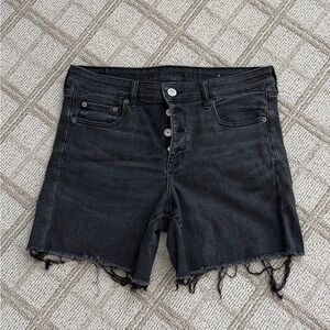 American Eagle Outfitters Black Jean Shorts Distressed Frayed Hem